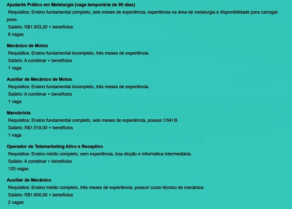 Veja vagas disponíveis por Reprodução