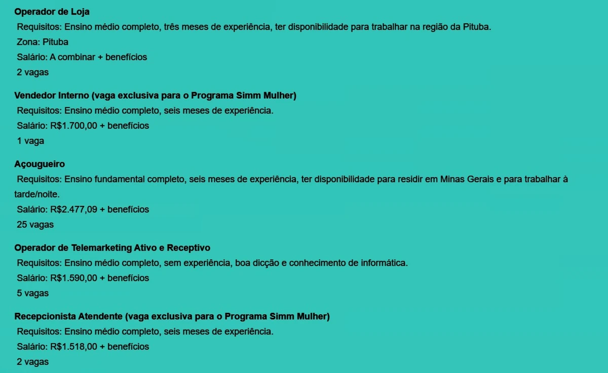 Veja vagas disponíveis por Reprodução