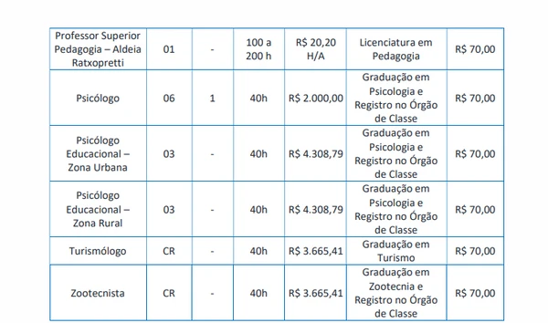 Vagas para Ensino Superior  por Edital/Captura de tela