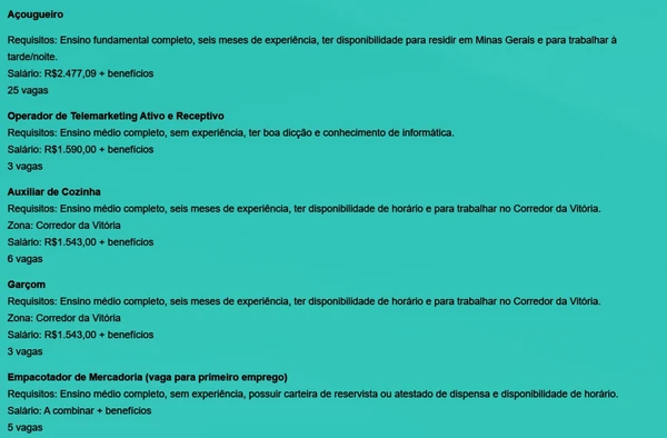 Veja vagas disponíveis por Reprodução