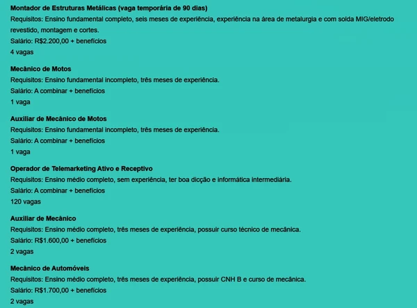 Veja vagas disponíveis por Reprodução