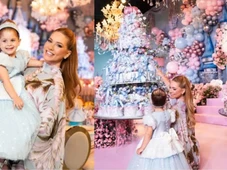 Imagem - Festa de Maria Flor tem bolo com 5 mil flores de açúcar e tema da Cinderela