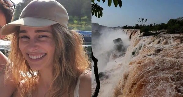 Emilia Clarke durante suas férias nas Cataratas do Iguaçu