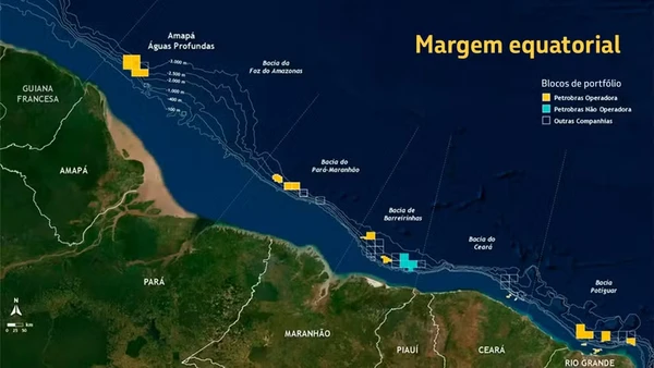 Margem Equatorial onde está localizada a Bacia Foz do Amazonas
