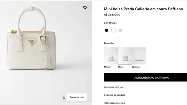 A bolsa Prada Galleria Mini, que Virginia ganhou de presente, custa R$ 28,5 mil por Reprodução/Prada