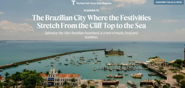 Salvador foi destaque no maior jornal do mundo
