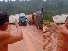 Imagem - De biquíni, humorista denuncia colapso em desvio da BR-101: 'Caminhoneiro quase morreu'
