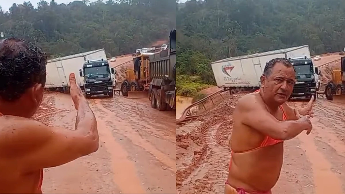 Caminhão interdita desvio da BR-101 após fortes chuvas