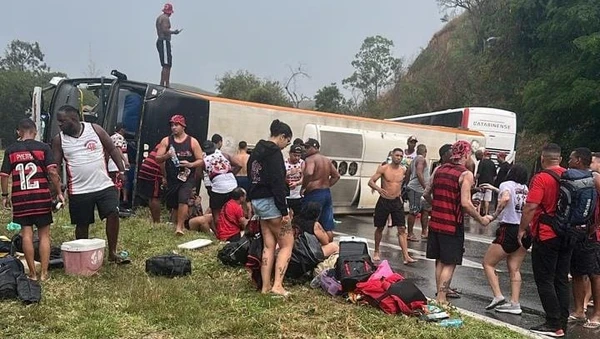 Acidente com torcedores do Flamengo por Reprodução/ Redes sociais