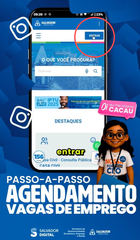 Clique em "Entrar" por Reprodução