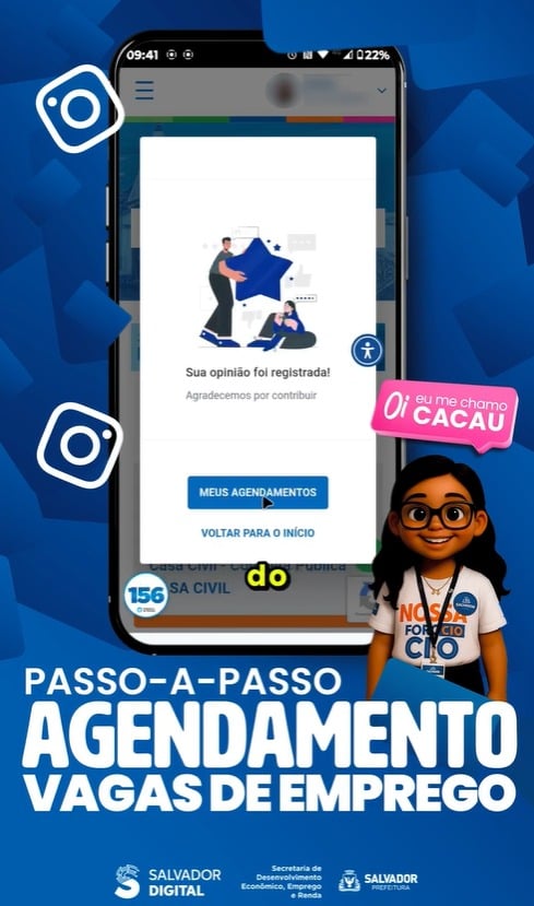 Para checar o horário agendado, clique em "Meus Agendamentos" por Reprodução
