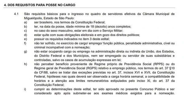 Câmara abre concurso com vagas de 30h semanais e salários de até R$ 8,3 mil por Captura de tela 