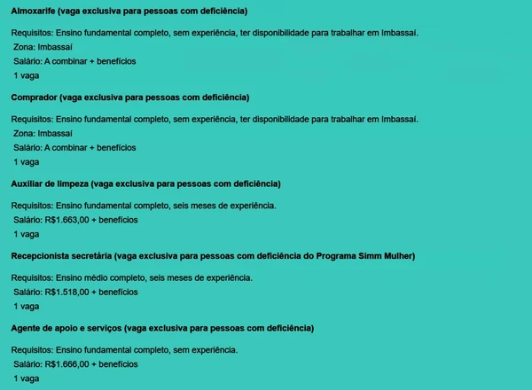 Veja todas as vagas por Reprodução