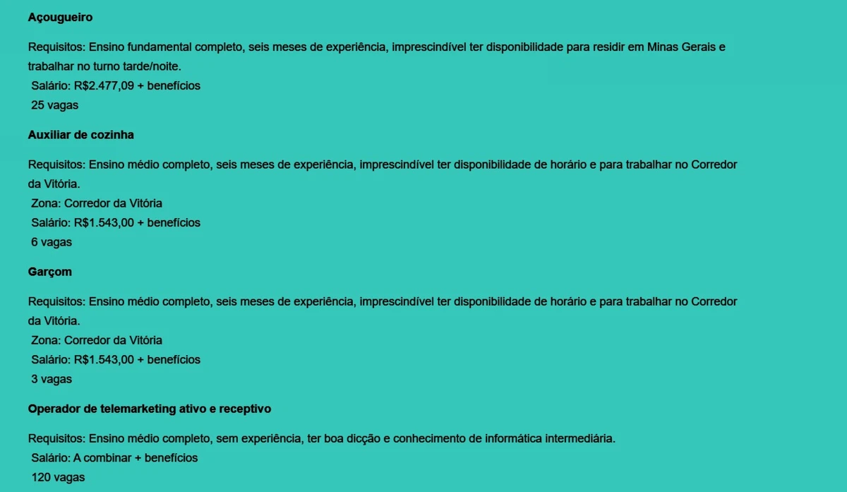 Veja todas as vagas por Reprodução