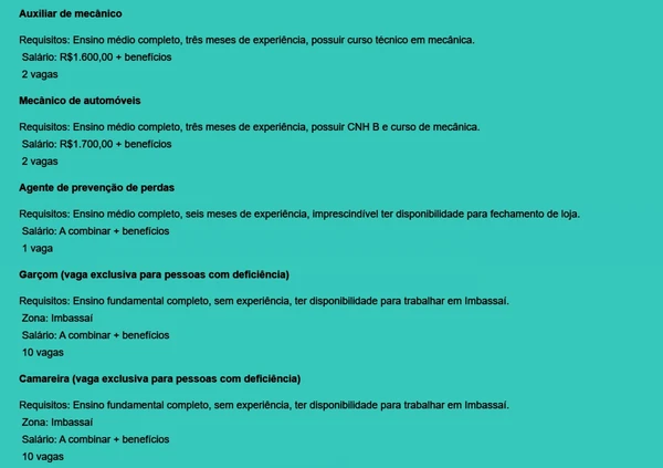 Veja todas as vagas por Reprodução