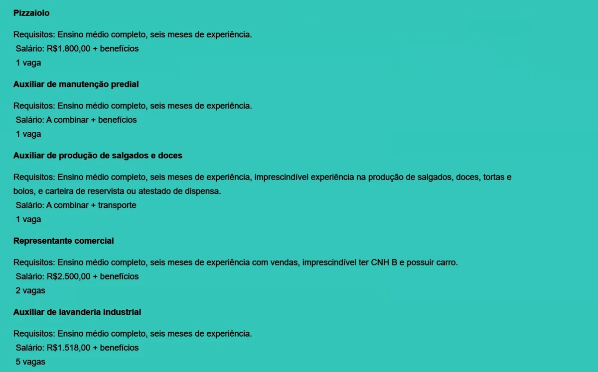 Veja todas as vagas por Reprodução