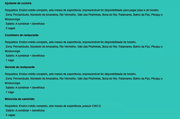 Veja todas as vagas por Reprodução