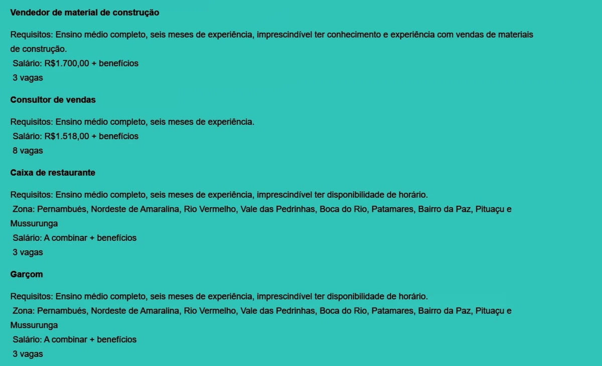 Veja todas as vagas por Reprodução