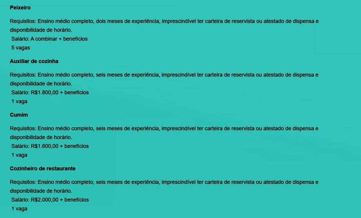 Veja todas as vagas por Reprodução