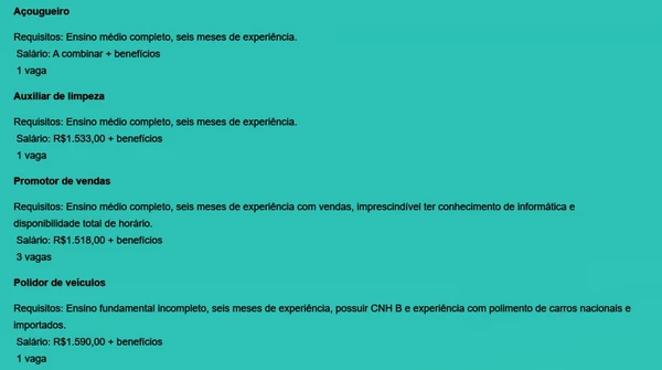 Veja todas as vagas por Reprodução