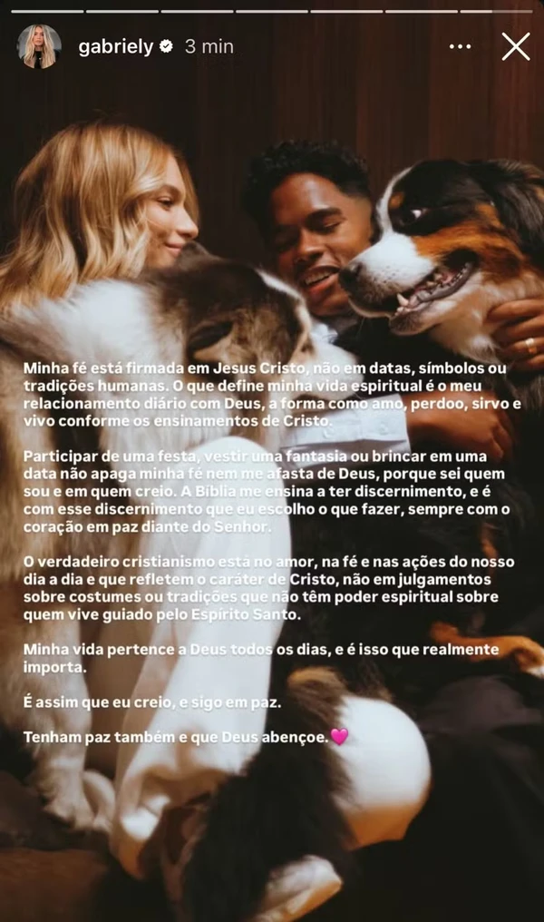 Gabriely Miranda se pronunciou após fantasia de Chucky por Reprodução/Instagram