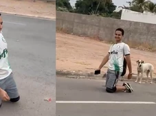 Imagem - Baiano percorre 4 quilômetros ajoelhado até escola após virada do Palmeiras; veja