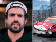 Imagem - Caio Castro sofre acidente durante treino de corrida; carro ficou com dianteira destruída