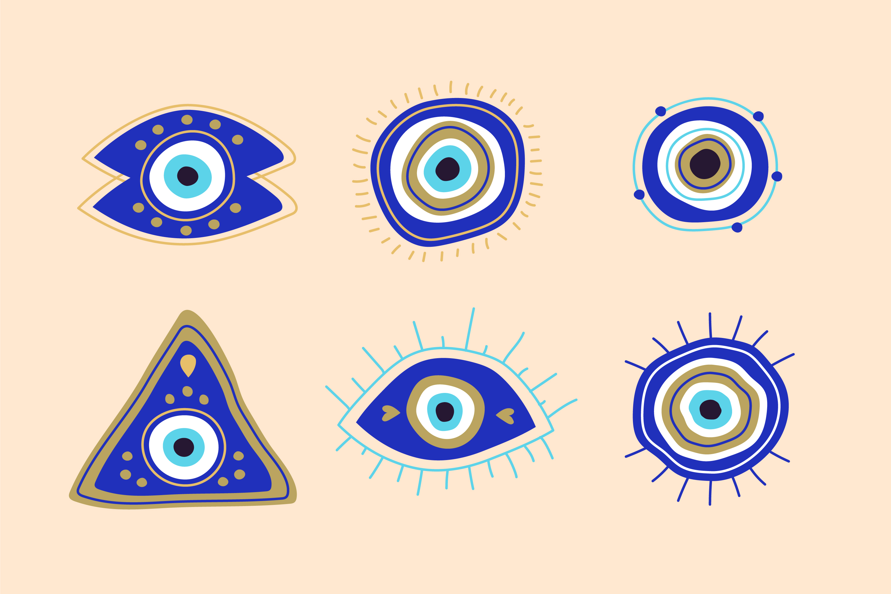 Olho grego funciona como um amuleto para proteger do mal olhado por FreePik