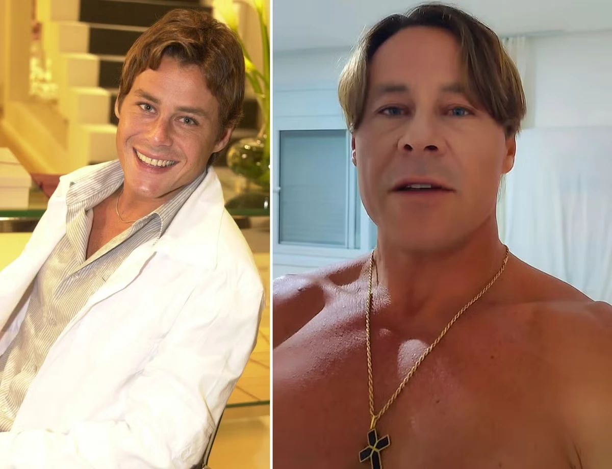 Theo Becker em "Celebridade", em 2003, e atualmente, aos 48 anos por Reprodução