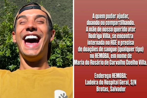 Ator baiano pede doações de sangue para mãe internada com tumor no cérebro