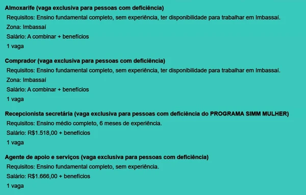 Confira vagas por Reprodução