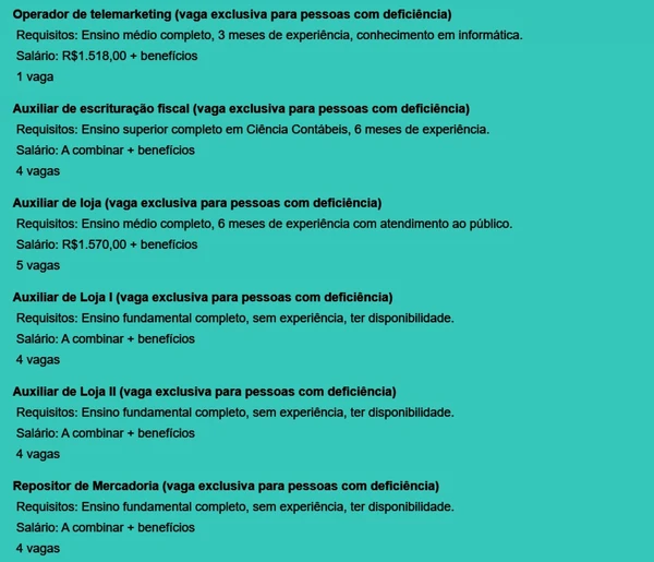 Confira vagas por Reprodução