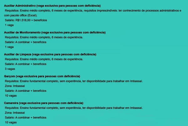 Confira vagas por Reprodução