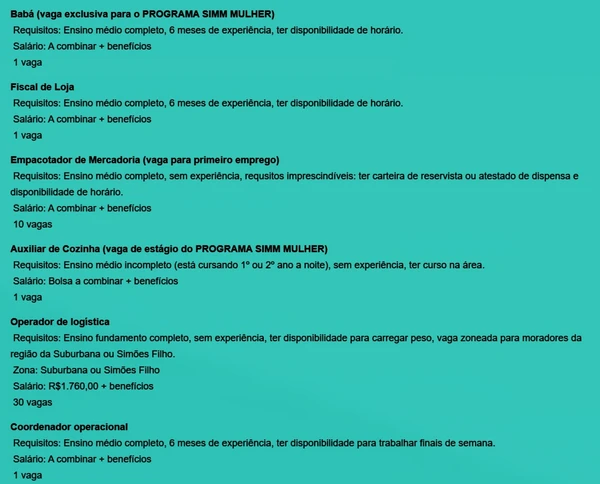 Confira vagas por Reprodução