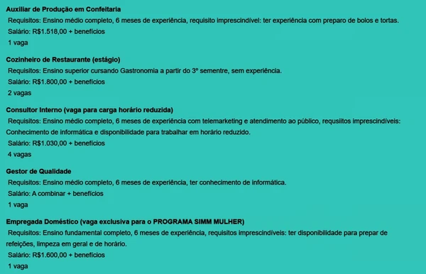 Confira vagas por Reprodução