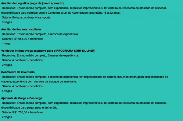 Confira vagas por Reprodução