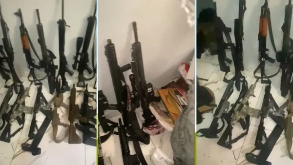 Fuzis apreendidos em megaoperação do Rio por Reprodução/Redes sociais