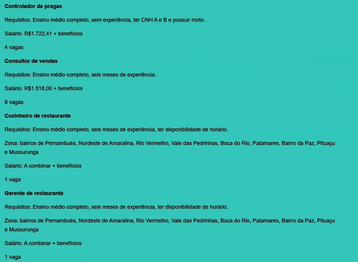 Veja vagas disponíveis por Reprodução