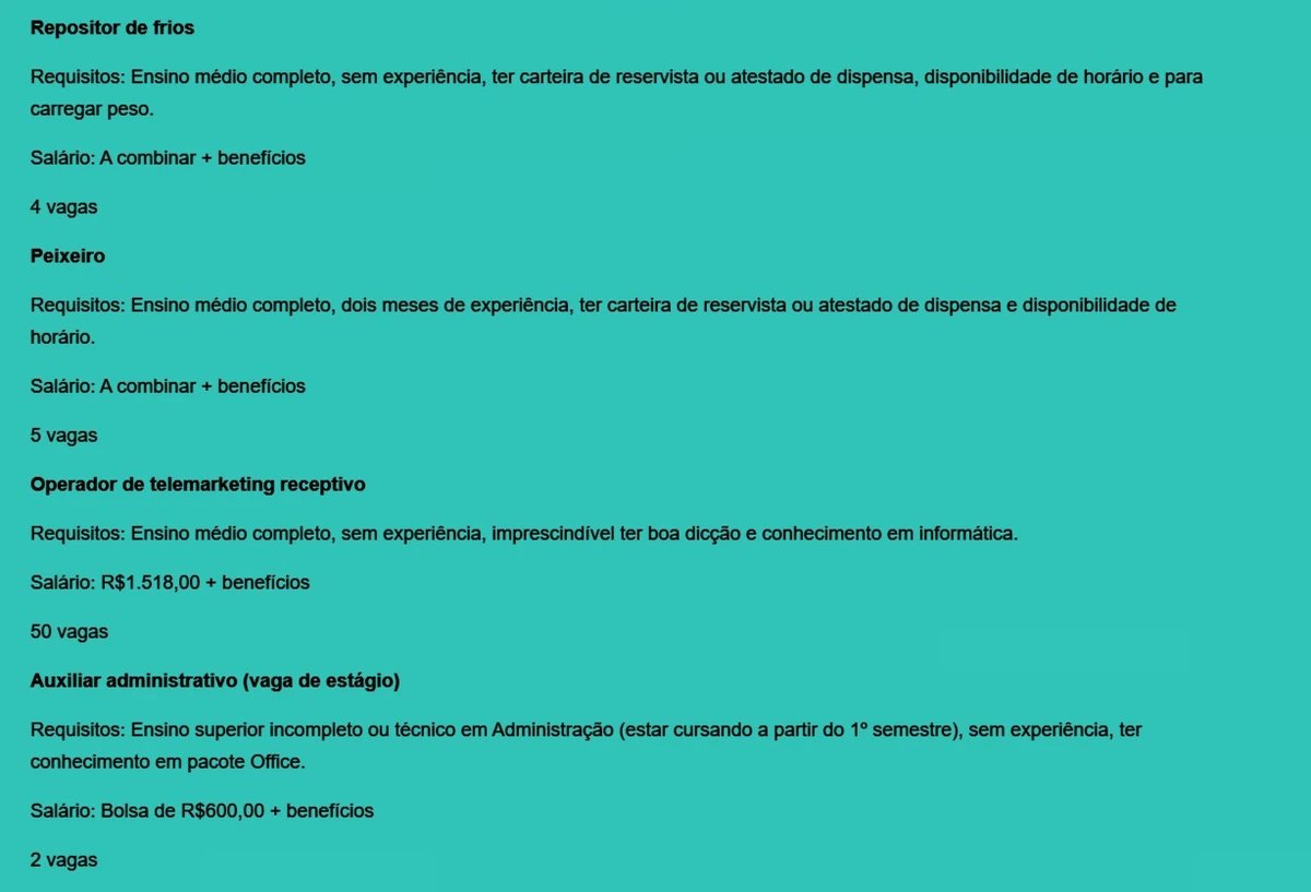 Veja vagas disponíveis por Reprodução