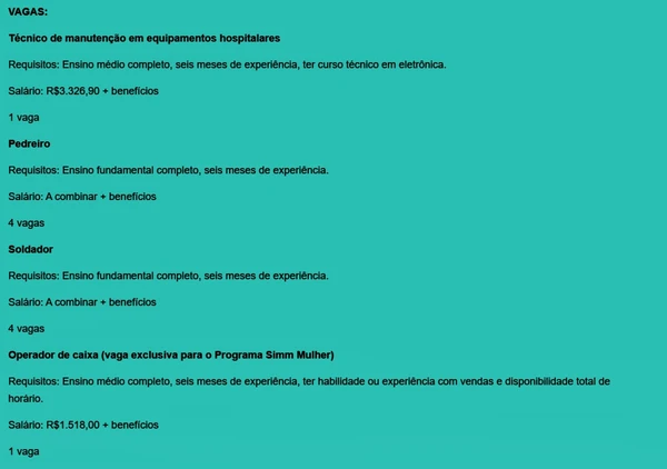 Veja vagas disponíveis por Reprodução