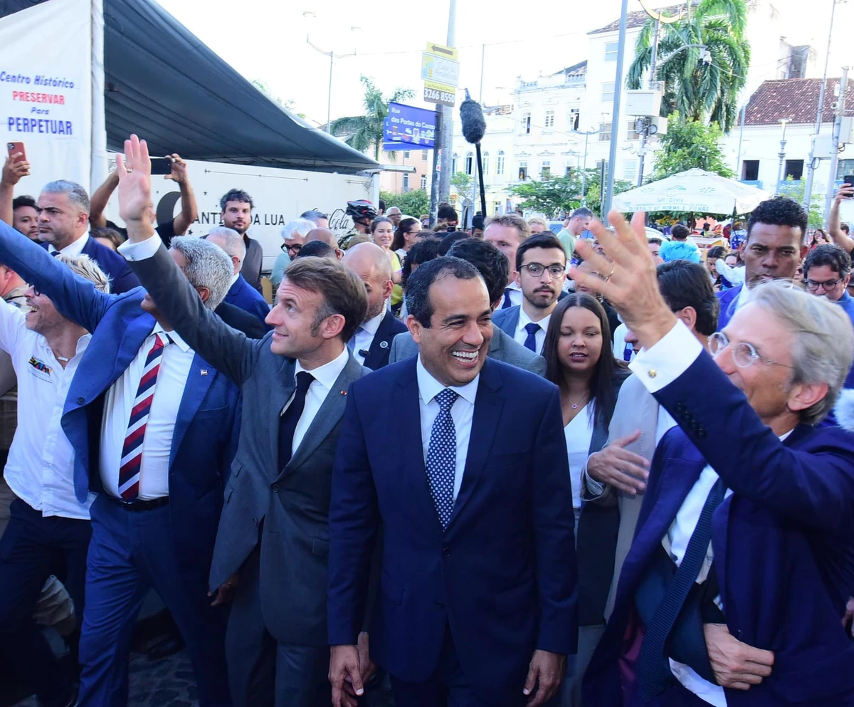 Bruno Reis recebeu o presidente francês Emmanuel Macron em Salvador por Valter Pontes/ Secom PMS