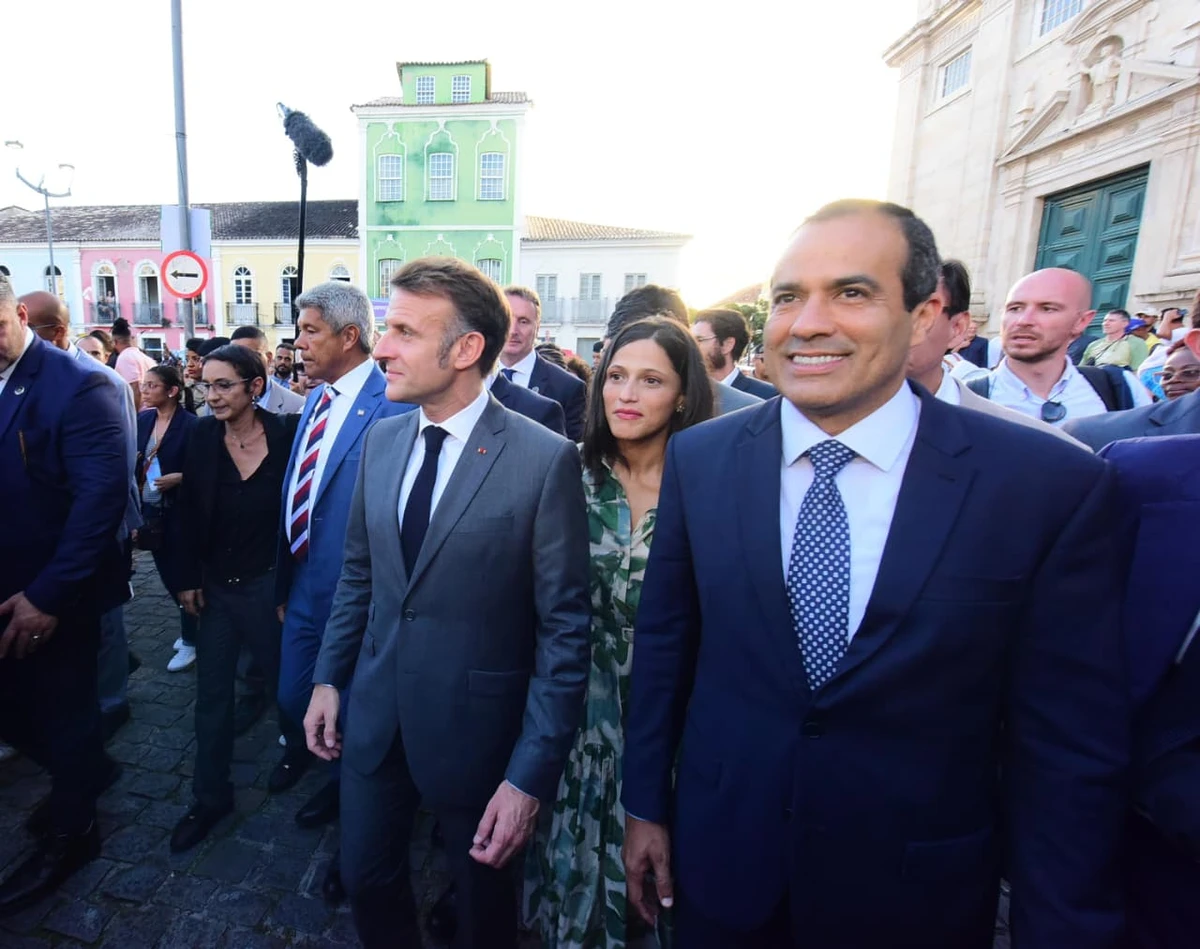Bruno Reis recebeu o presidente francês Emmanuel Macron em Salvador por Valter Pontes/ Secom PMS