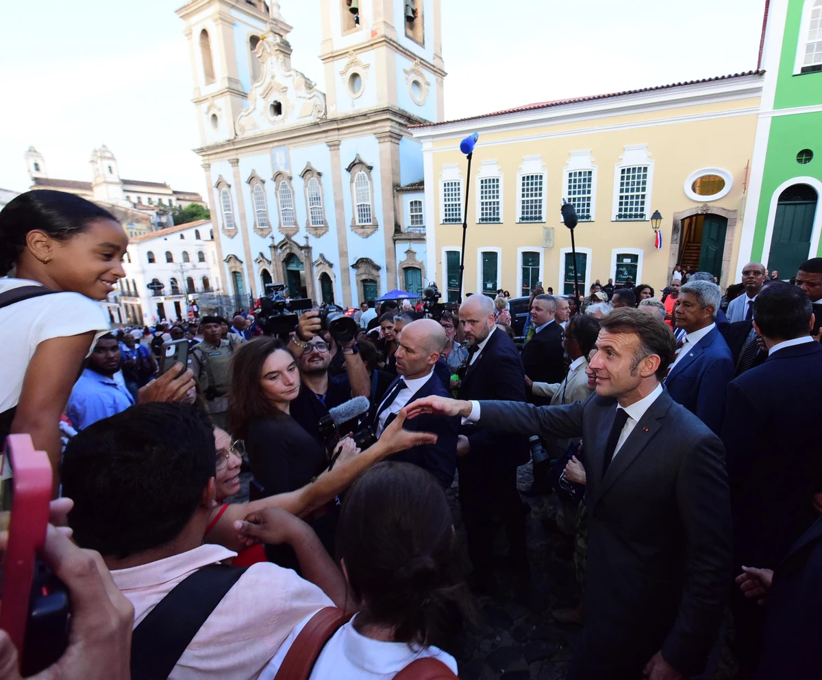 Bruno Reis recebeu o presidente francês Emmanuel Macron em Salvador por Valter Pontes/ Secom PMS