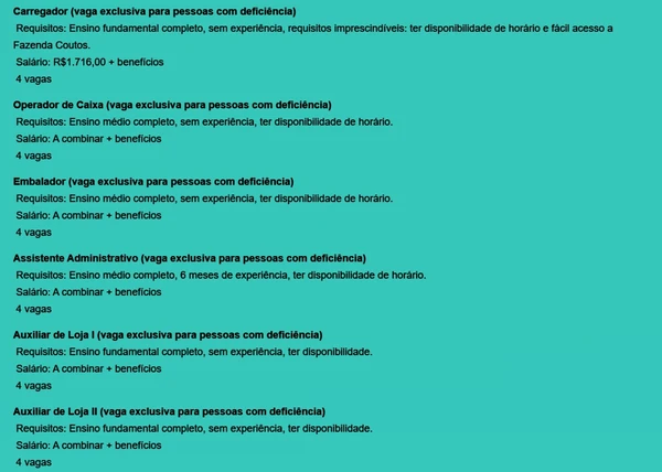 Vagas disponíveis por Reprodução