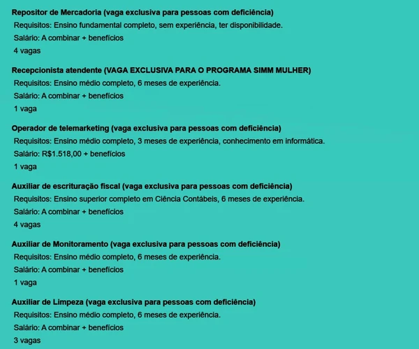 Vagas disponíveis por Reprodução