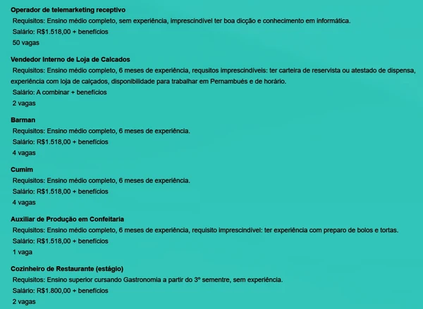 Vagas disponíveis por Reprodução