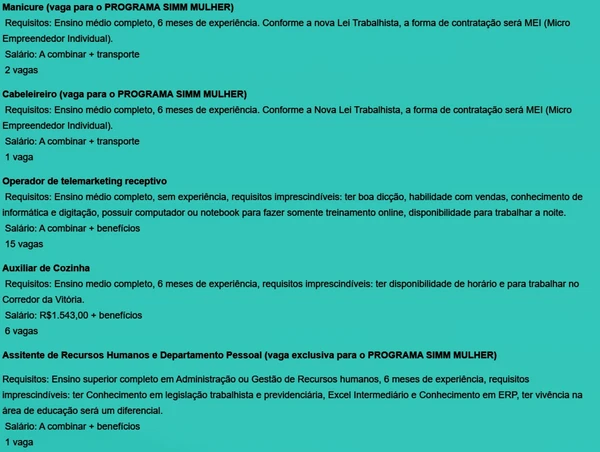 Vagas disponíveis por Reprodução