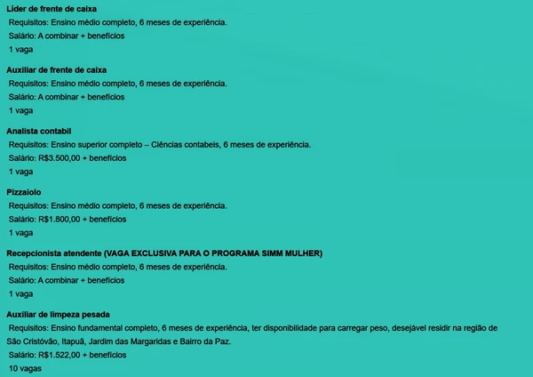 Vagas disponíveis por Reprodução