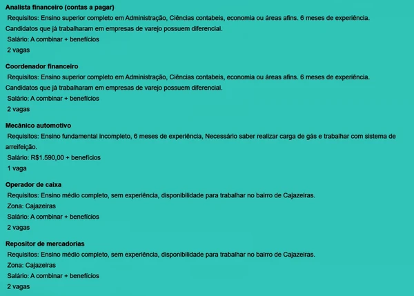 Vagas disponíveis por Reprodução