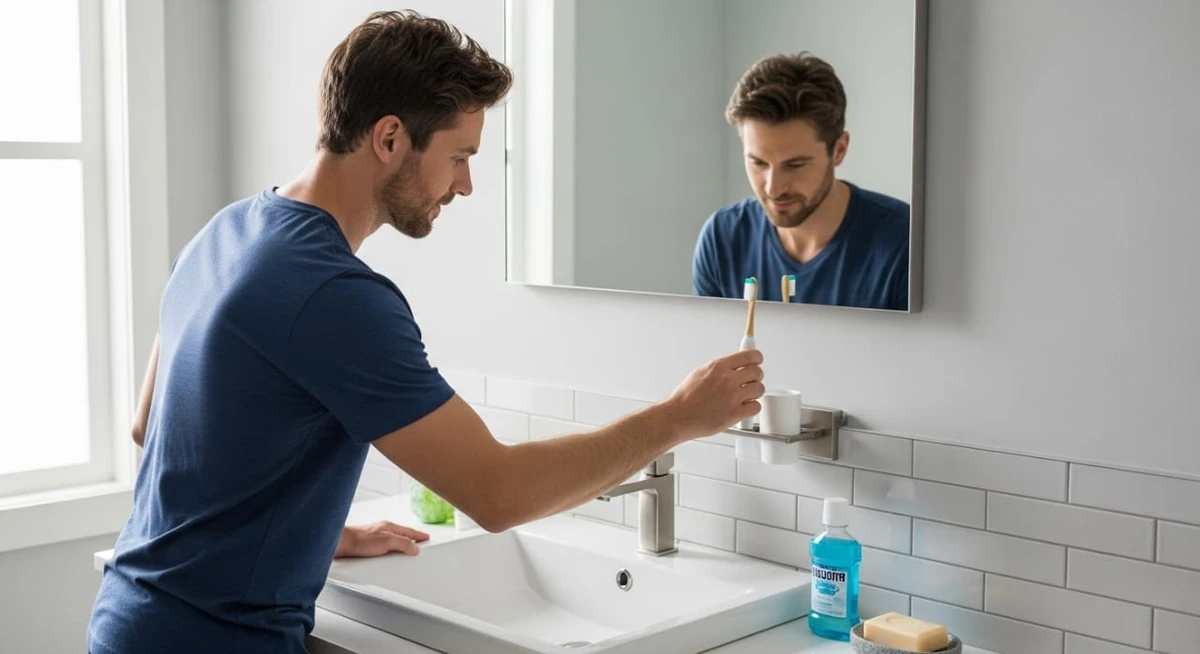 Não deixe objetos pessoais (como escovas e cremes) jogados e jamais pendure roupas íntimas no box por (Imagem gerada por IA)